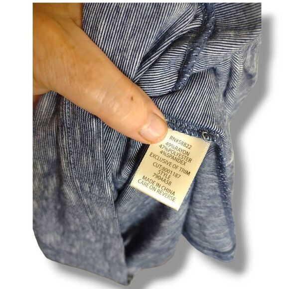 Max Studio Tshirt Maxi Dress Navy White VNeck Spaghetti Straps Sz S - Picture 6 of 10